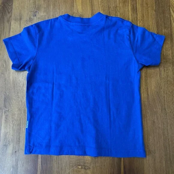 MOLO Roxo Smiley T-Shirt Boys 4 4T 104 Unisex Royal Blue Organic Cotton Tee - Picture 3 of 5